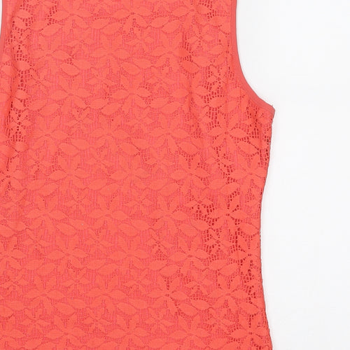 Wallis Womens Pink Polyester Basic Tank Size 10 Round Neck