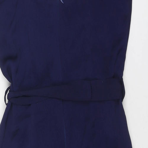 Missguided Womens Blue Polyester Slip Dress Size 12 V-Neck Zip