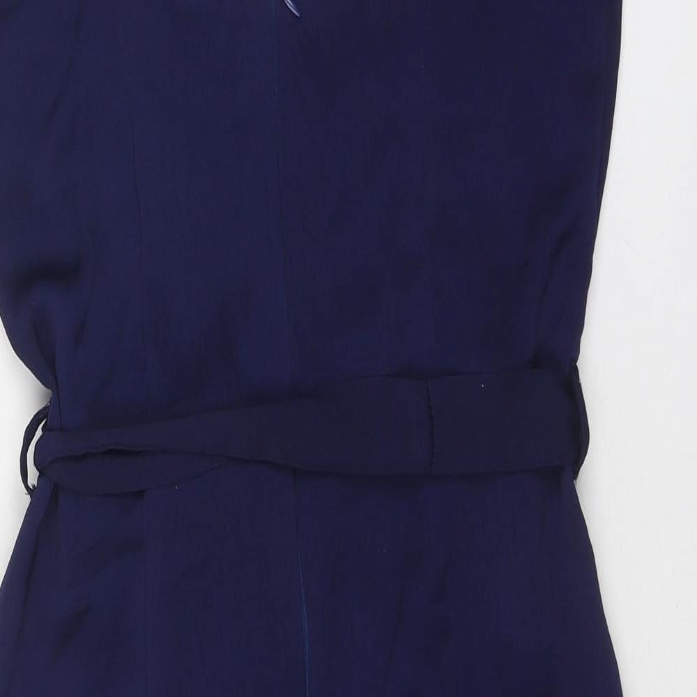 Missguided Womens Blue Polyester Slip Dress Size 12 V-Neck Zip