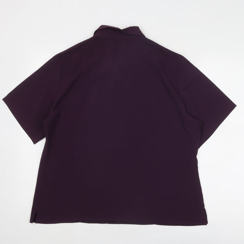 Simon Jersey Womens Purple Polyester Basic Button-Up Size 20 Collared