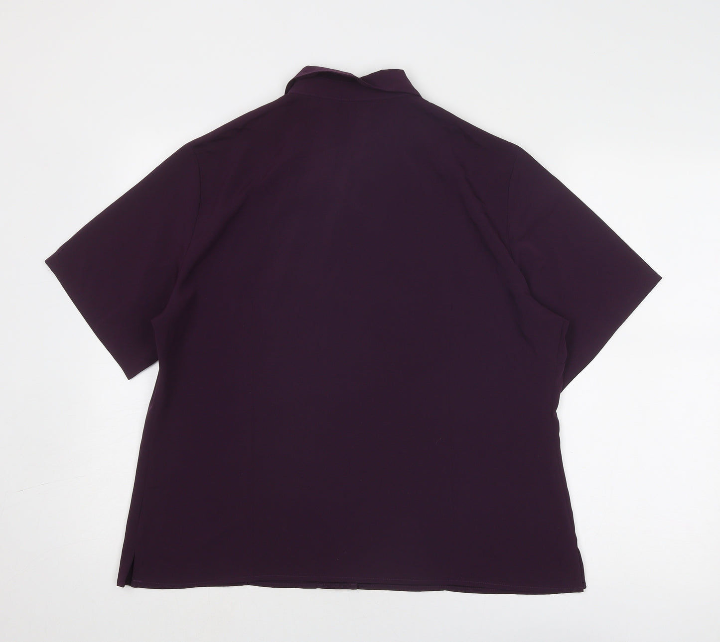 Simon Jersey Womens Purple Polyester Basic Button-Up Size 20 Collared