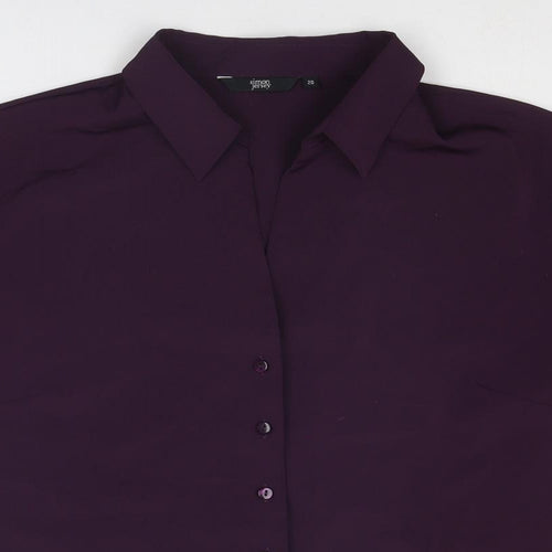 Simon Jersey Womens Purple Polyester Basic Button-Up Size 20 Collared