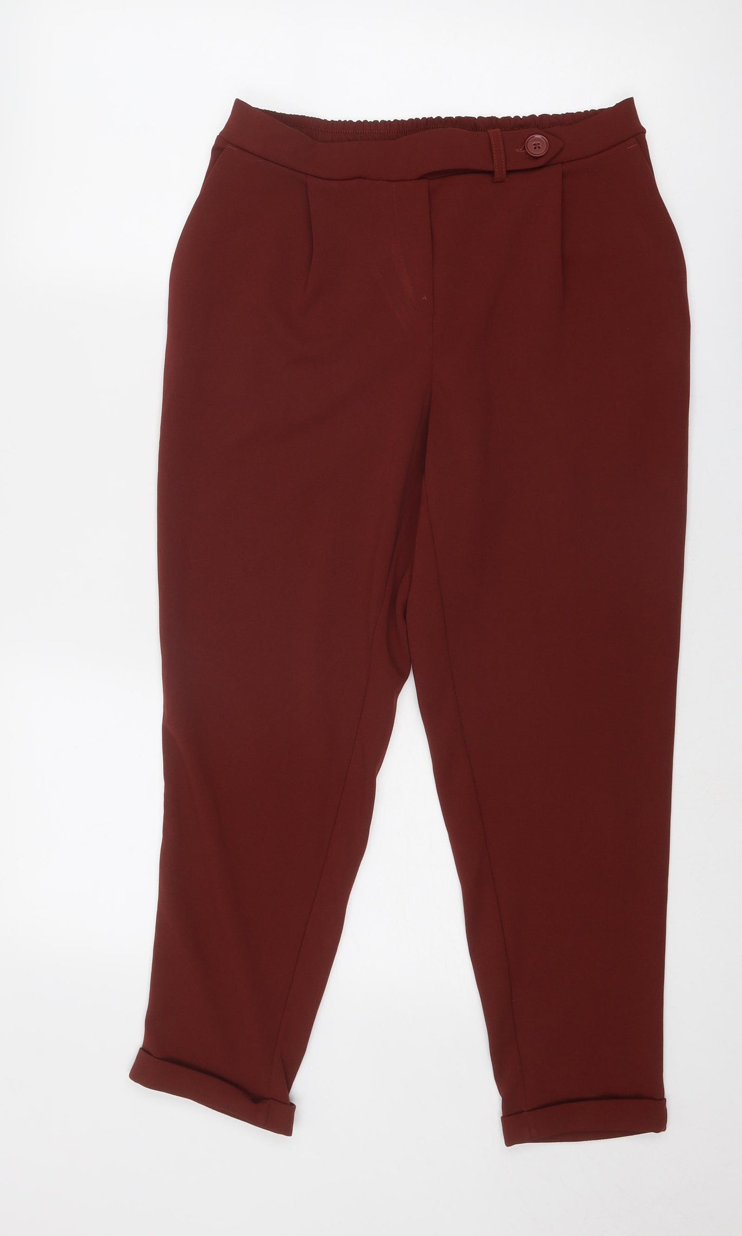 Terranova Womens Brown Polyester Carrot Trousers Size M Regular Button