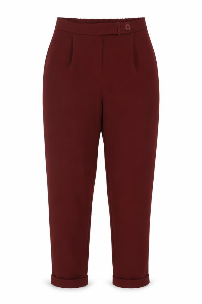 Front view of Terranova women’s brown polyester carrot trousers, size M, regular button