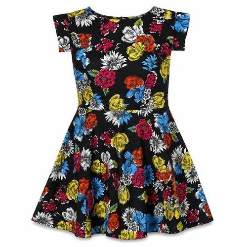 Yumi Womens Multicoloured Floral Polyester Fit & Flare Size 10 Round Neck Zip