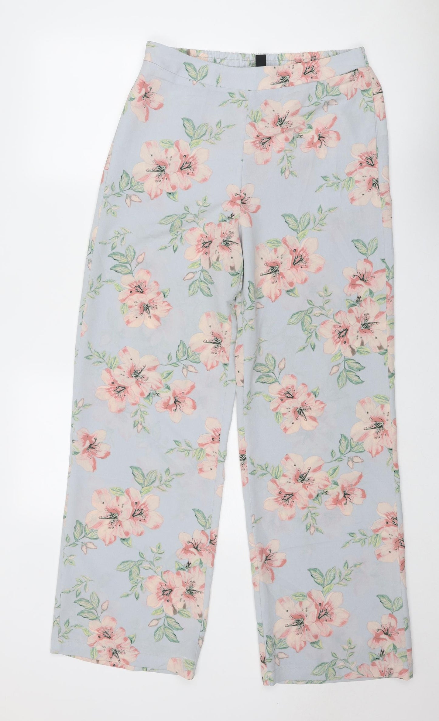 New Look Womens Grey Floral Polyester Trousers Size 12 Regular