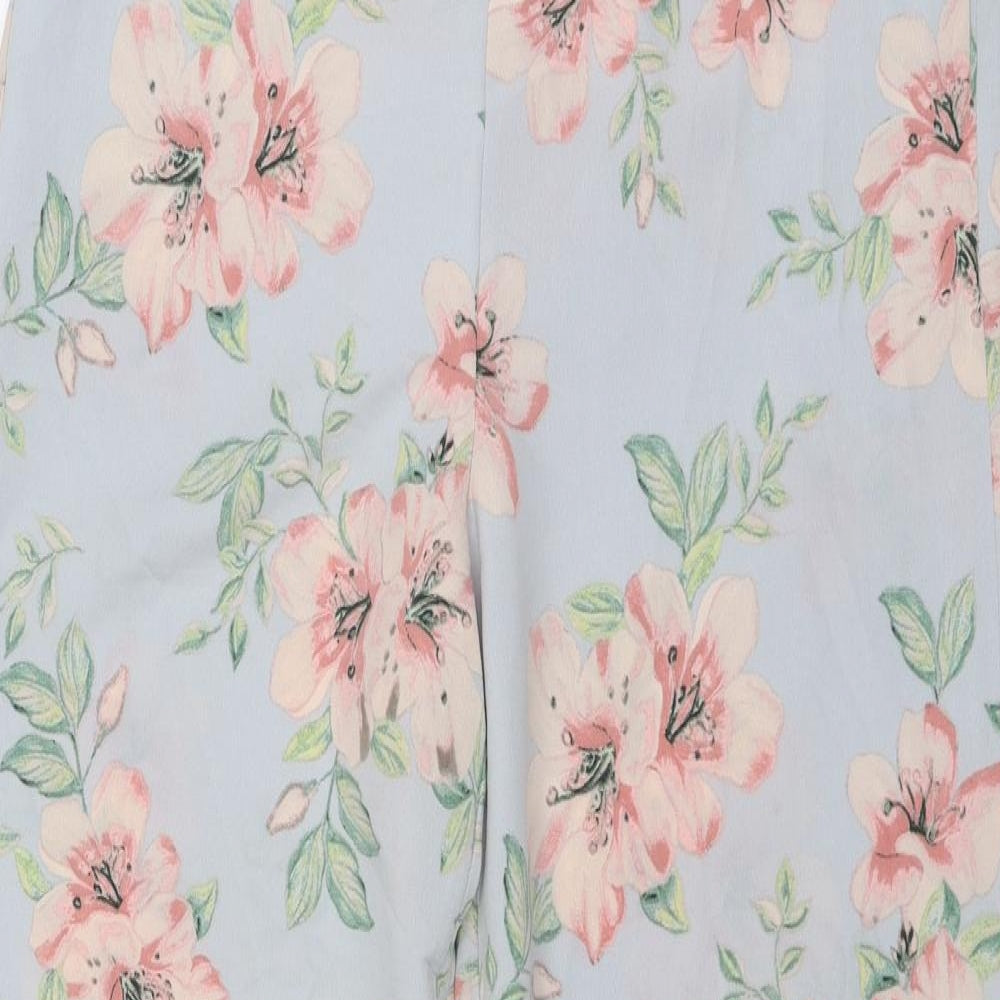 New Look Womens Grey Floral Polyester Trousers Size 12 Regular