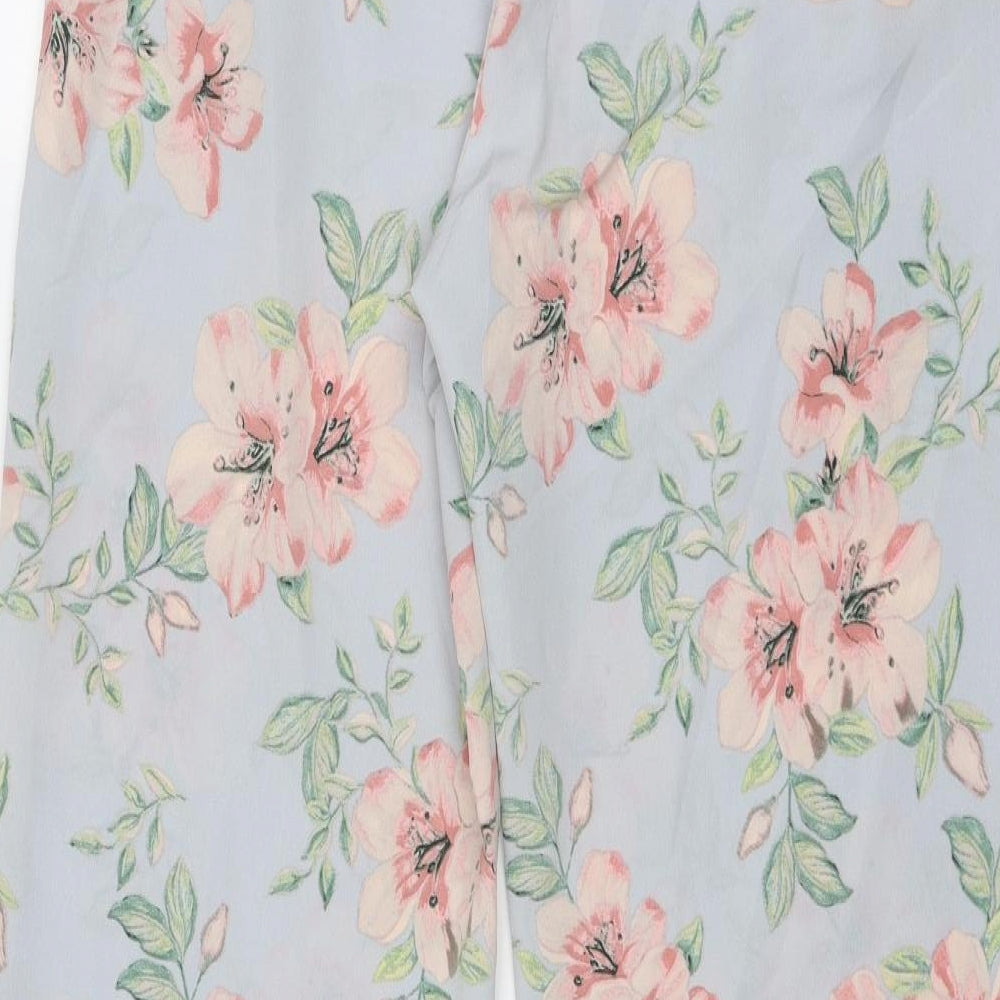 New Look Womens Grey Floral Polyester Trousers Size 12 Regular