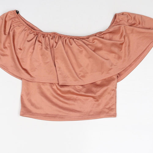 FOREVER 21 Womens Pink Polyester Cropped Tank Size S Round Neck