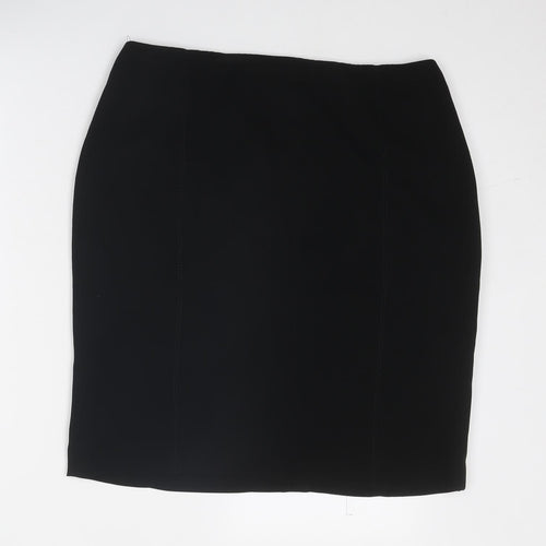 Precis Womens Black Polyester A-Line Skirt Size 14 Zip