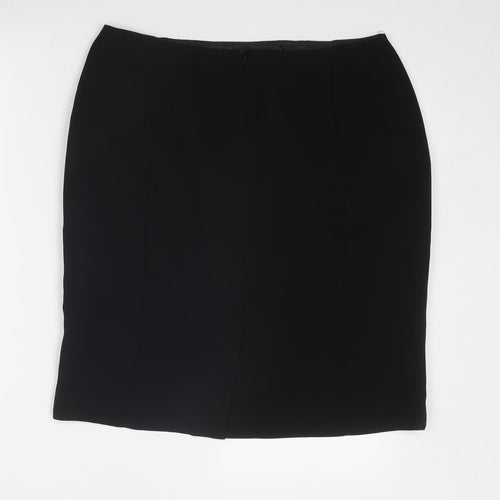 Precis Womens Black Polyester A-Line Skirt Size 14 Zip