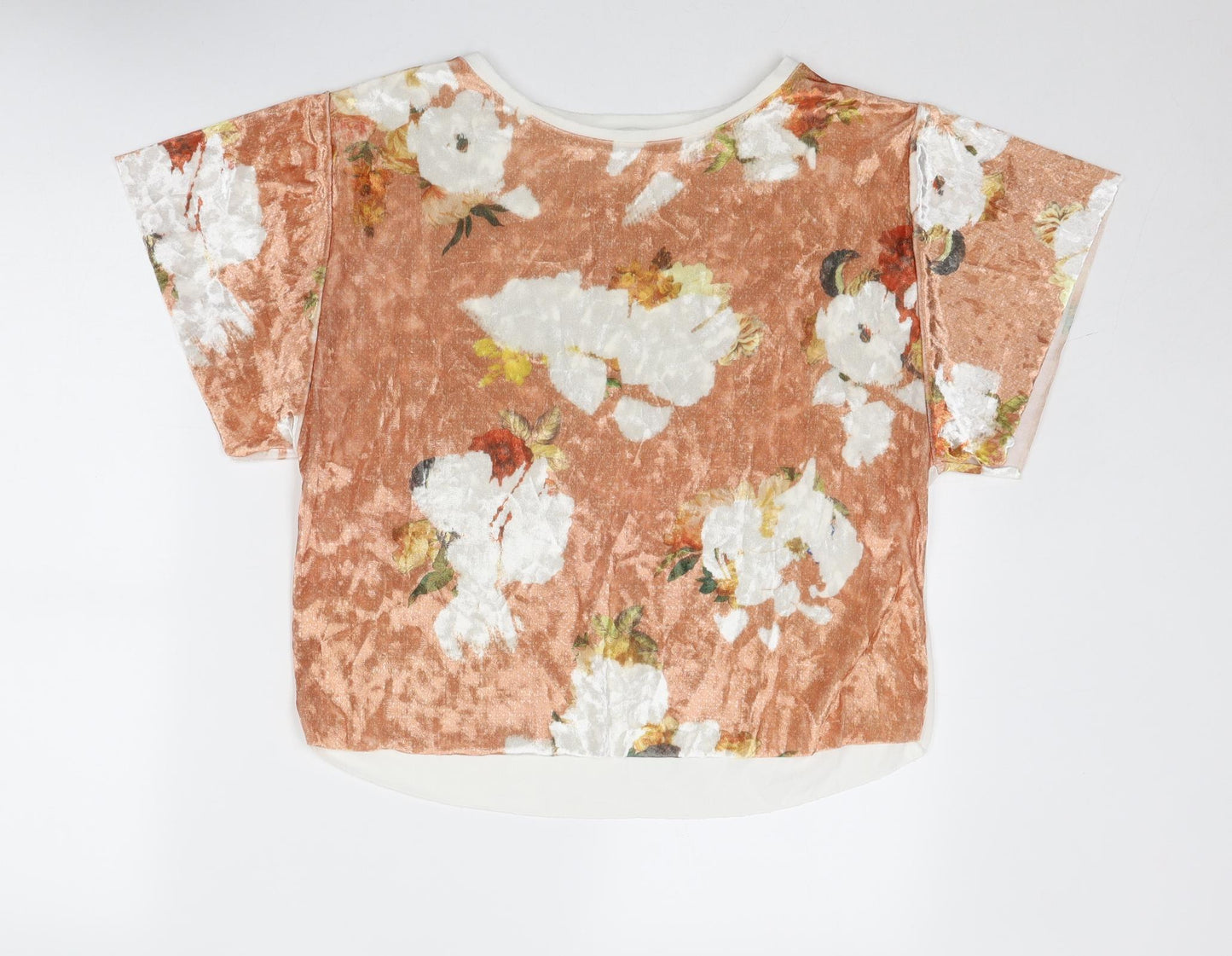 Zara Womens Multicoloured Geometric Polyester Basic Blouse Size M Round Neck