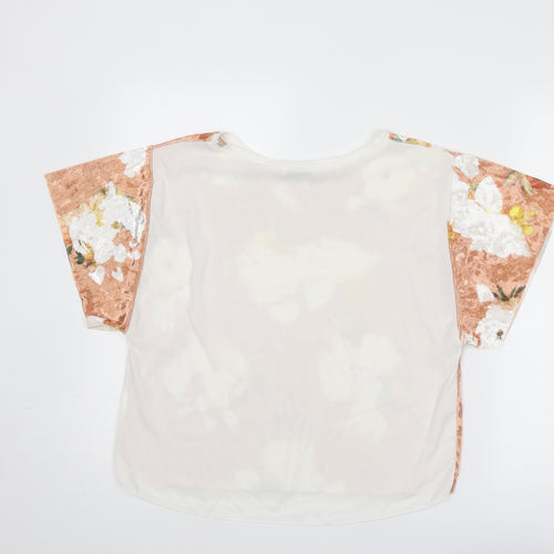 Zara Womens Multicoloured Geometric Polyester Basic Blouse Size M Round Neck