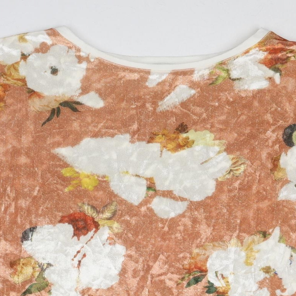 Zara Womens Multicoloured Geometric Polyester Basic Blouse Size M Round Neck