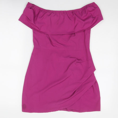 Nasty Gal Womens Purple Polyester Mini Size 12 Off the Shoulder Zip