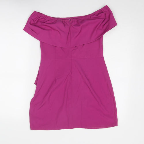Nasty Gal Womens Purple Polyester Mini Size 12 Off the Shoulder Zip