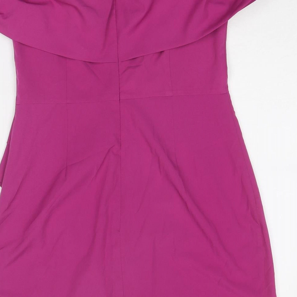 Nasty Gal Womens Purple Polyester Mini Size 12 Off the Shoulder Zip