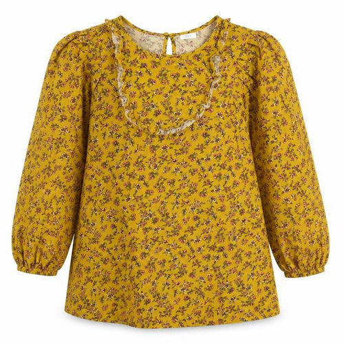 NEXT Girls Yellow Floral Viscose A-Line Size 11 Years Round Neck Button