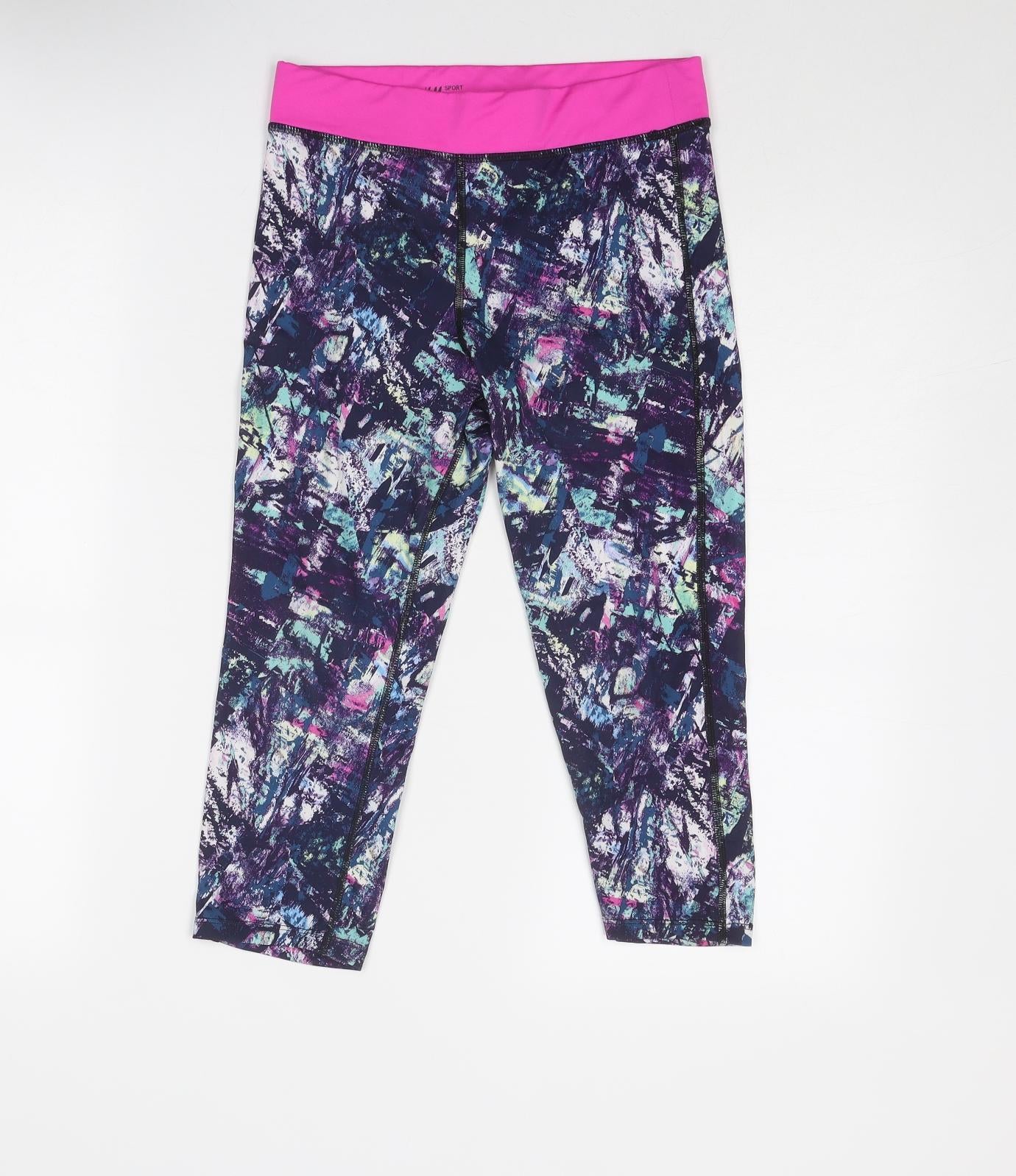 H&M Girls Multicoloured Geometric Polyester Jogger Trousers Size 11-12 Years Regular Pullover - Leggings