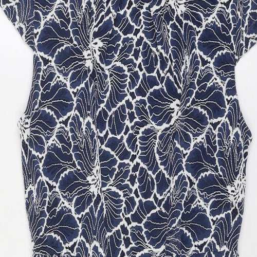 Blue Vanilla Womens Blue Floral Nylon Shift Size 12 Round Neck Zip