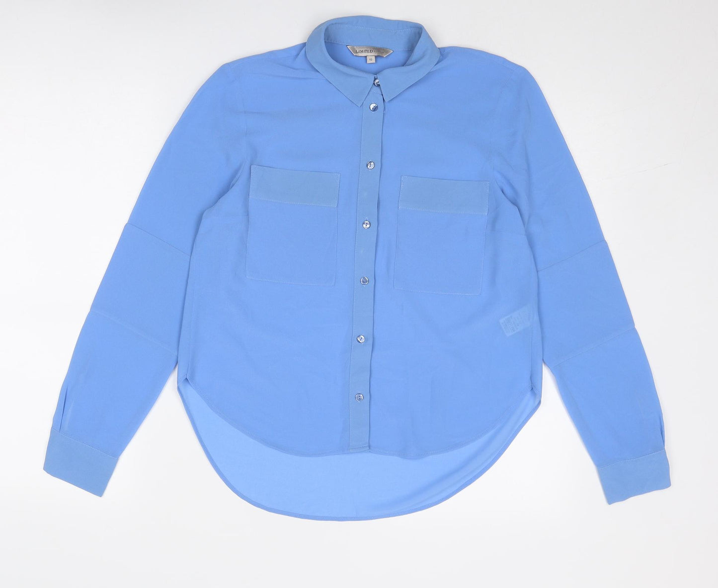 Marks and Spencer Womens Blue Polyester Basic Button-Up Size 10 Collared