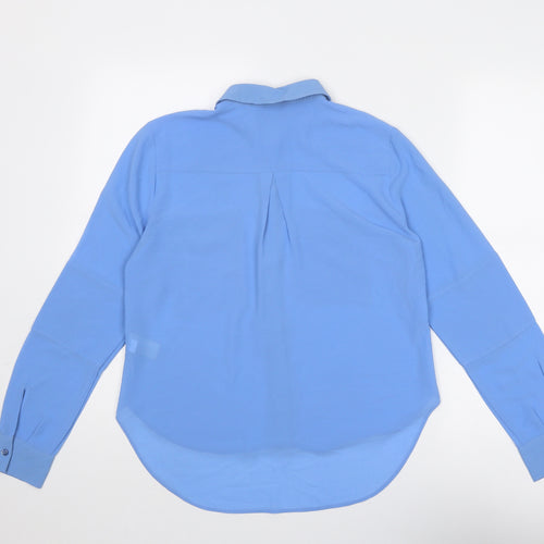 Marks and Spencer Womens Blue Polyester Basic Button-Up Size 10 Collared