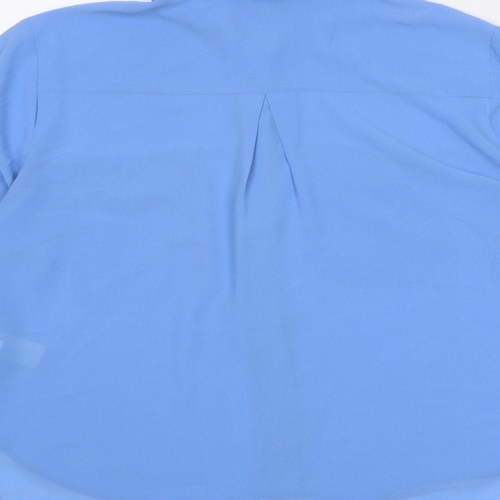 Marks and Spencer Womens Blue Polyester Basic Button-Up Size 10 Collared