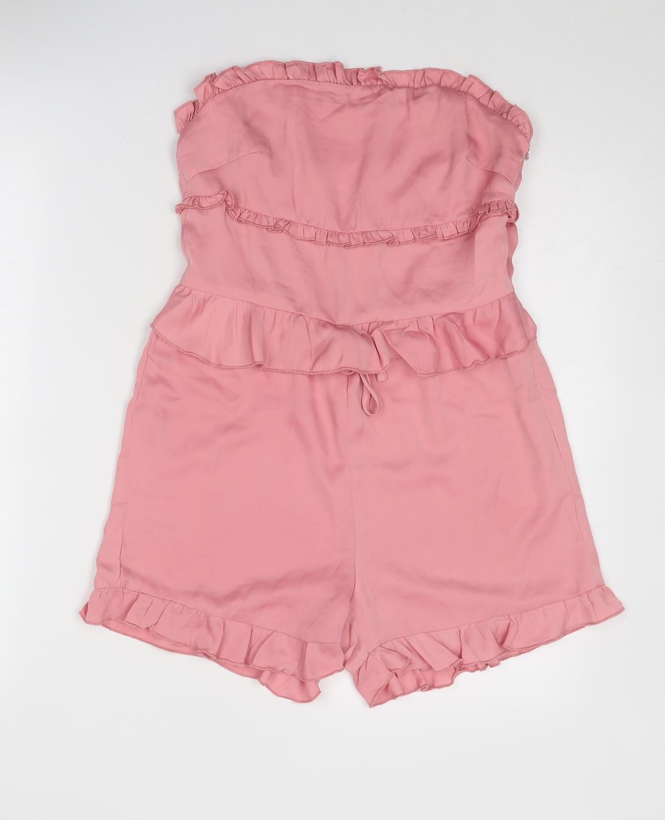 NA-KD Womens Pink Polyester Playsuit One-Piece Size 8 Zip - Strapless