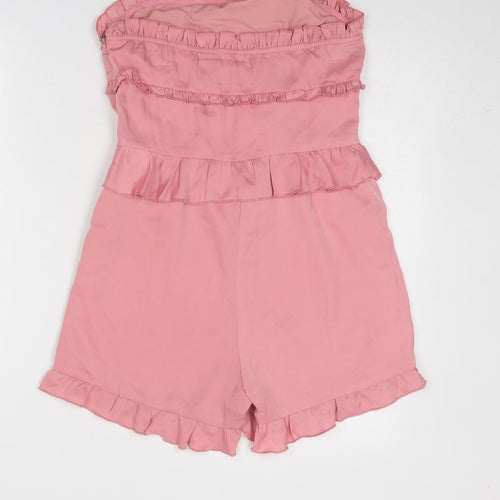 NA-KD Womens Pink Polyester Playsuit One-Piece Size 8 Zip - Strapless