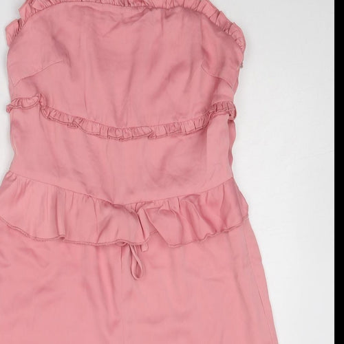 NA-KD Womens Pink Polyester Playsuit One-Piece Size 8 Zip - Strapless