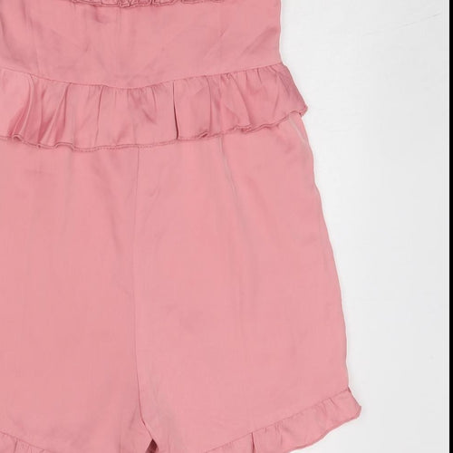 NA-KD Womens Pink Polyester Playsuit One-Piece Size 8 Zip - Strapless