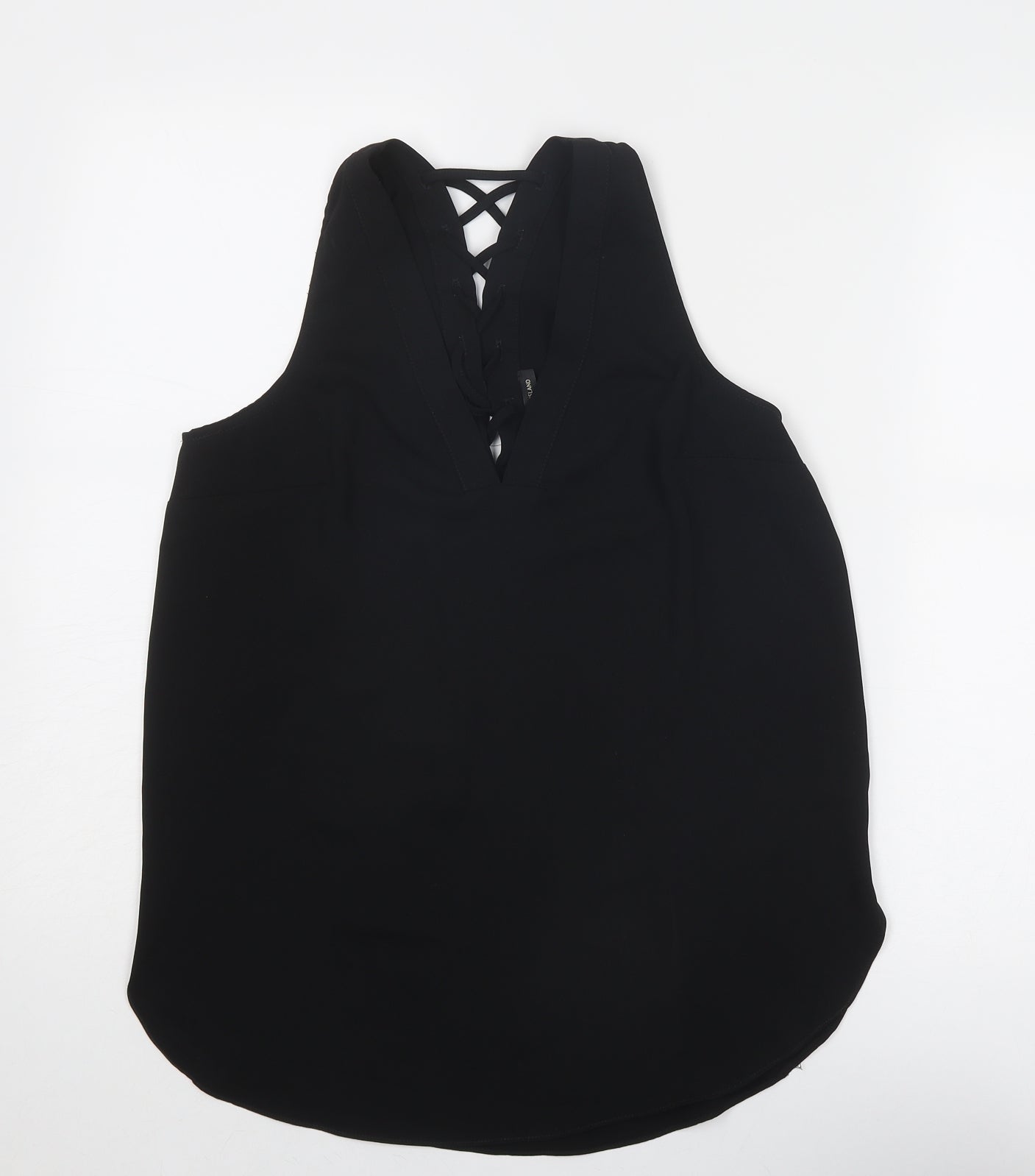 River Island Womens Black Polyester Basic Tank Size 8 V-Neck