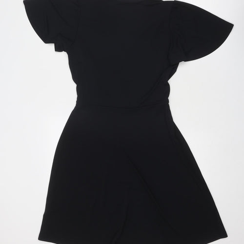 Marks and Spencer Womens Black Polyester Fit & Flare Size 8 V-Neck Pullover