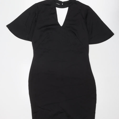 NEXT Womens Black Polyester Bodycon Size 10 Round Neck Zip