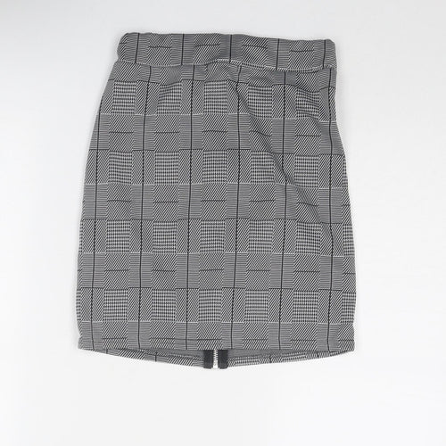 Look of the Day Womens Grey Plaid Polyester A-Line Skirt Size 6 Zip