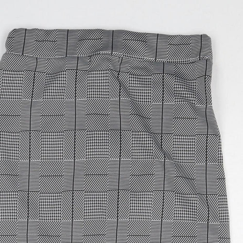 Look of the Day Womens Grey Plaid Polyester A-Line Skirt Size 6 Zip