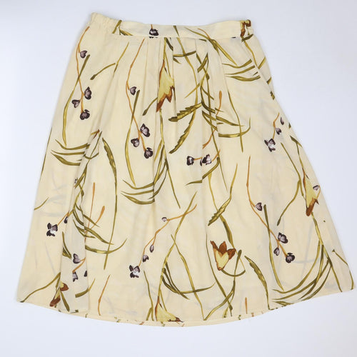 Silhouette Womens Yellow Floral Polyester Pleated Skirt Size 18
