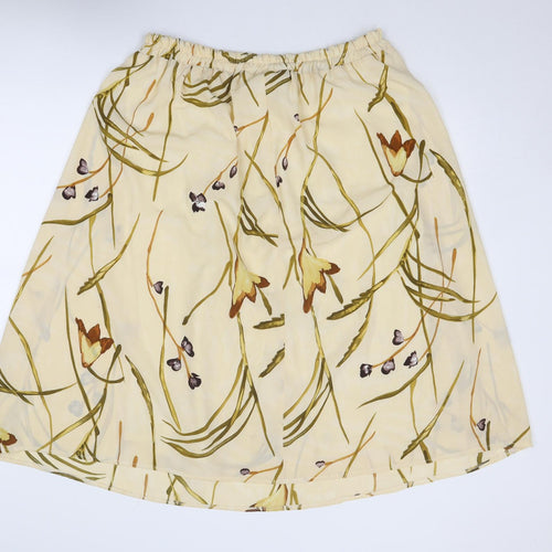 Silhouette Womens Yellow Floral Polyester Pleated Skirt Size 18