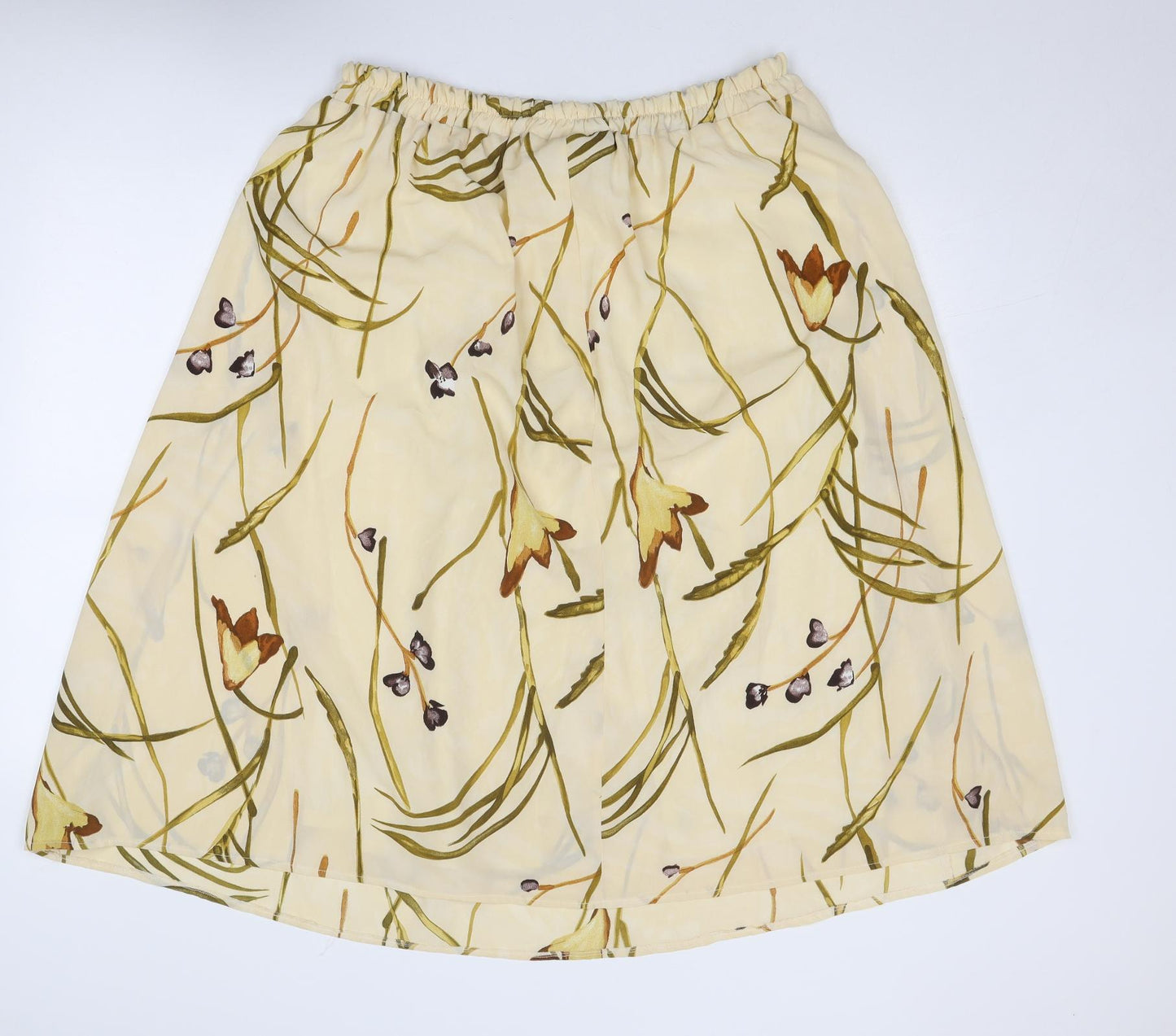 Silhouette Womens Yellow Floral Polyester Pleated Skirt Size 18