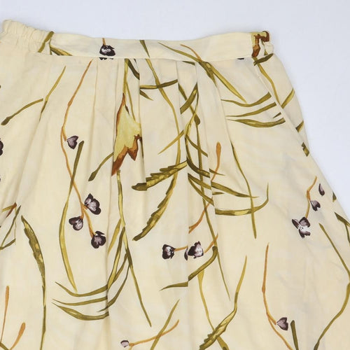 Silhouette Womens Yellow Floral Polyester Pleated Skirt Size 18
