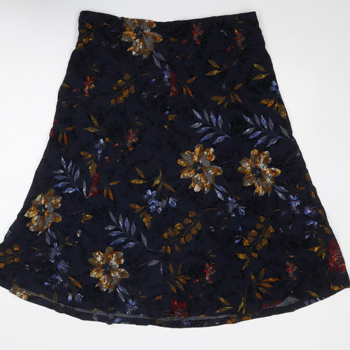 Classic Womens Blue Floral Polyester Swing Skirt Size 16