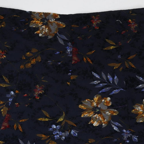 Classic Womens Blue Floral Polyester Swing Skirt Size 16