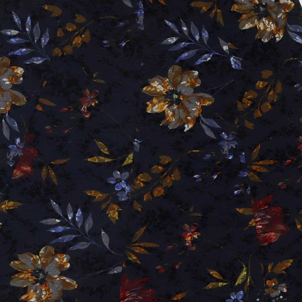 Classic Womens Blue Floral Polyester Swing Skirt Size 16