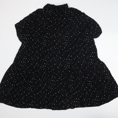 Yours Womens Black Polka Dot Viscose Shirt Dress Size 18 Collared Button