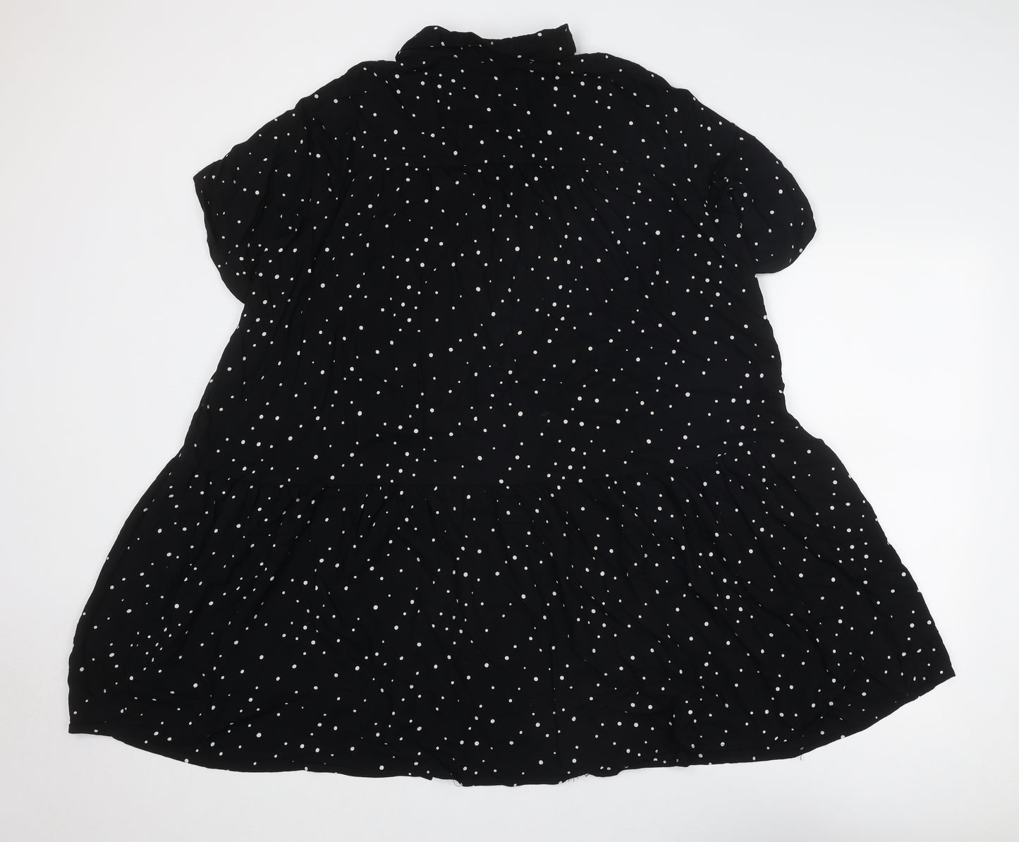 Yours Womens Black Polka Dot Viscose Shirt Dress Size 18 Collared Button