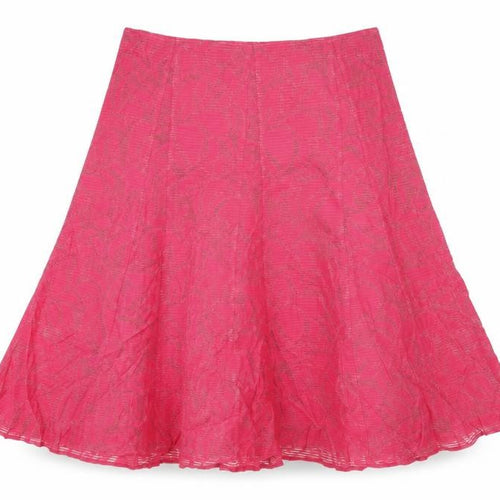 Classic Womens Pink Geometric Viscose Swing Skirt Size 16 Zip