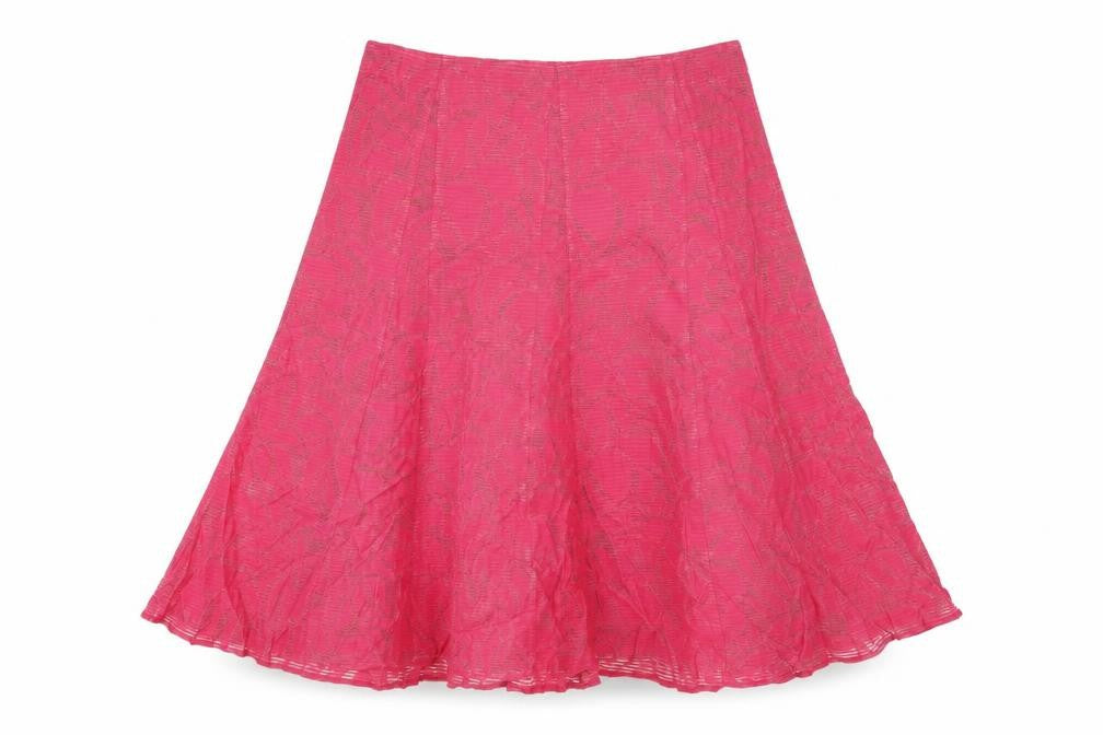 Classic Womens Pink Geometric Viscose Swing Skirt Size 16 Zip