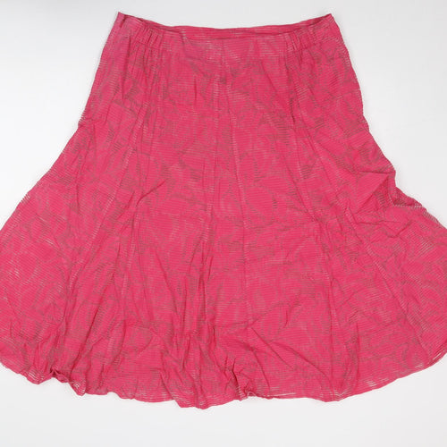 Classic Womens Pink Geometric Viscose Swing Skirt Size 16 Zip