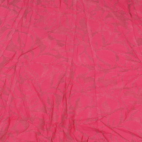 Classic Womens Pink Geometric Viscose Swing Skirt Size 16 Zip