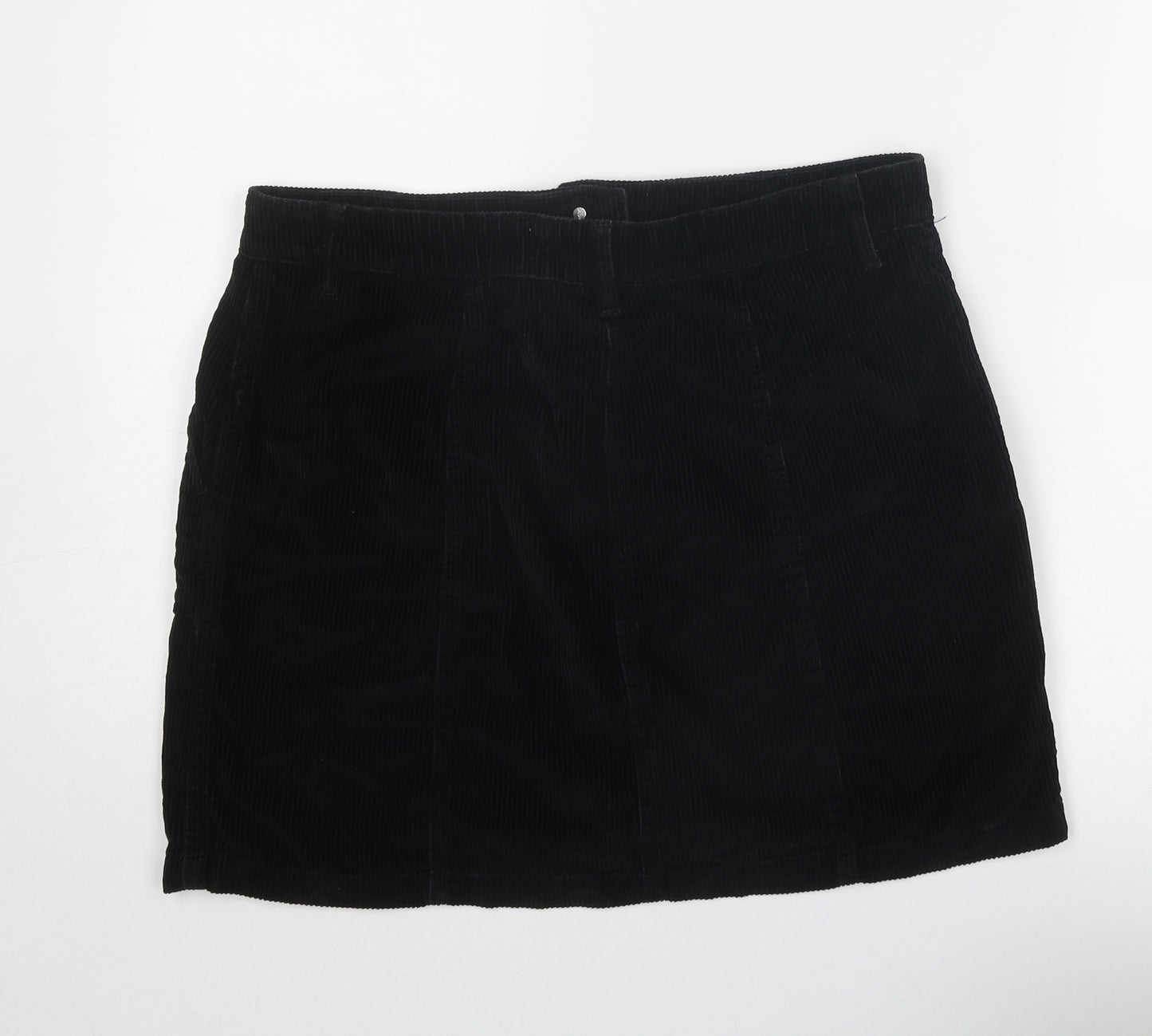 NEXT Womens Black Cotton A-Line Skirt Size 14 Zip